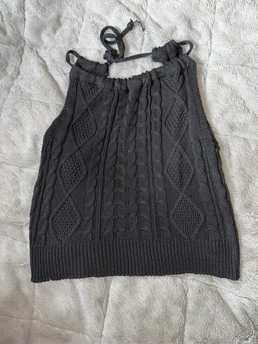 Commense Charcoal Gray Cable Knit Top